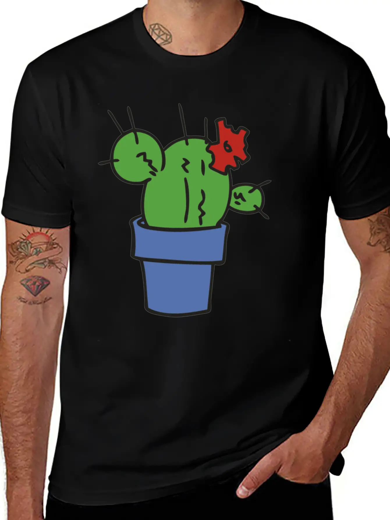Small Green Cactus Relaxed Everyday Tee – Lightweight And Durable Cotton