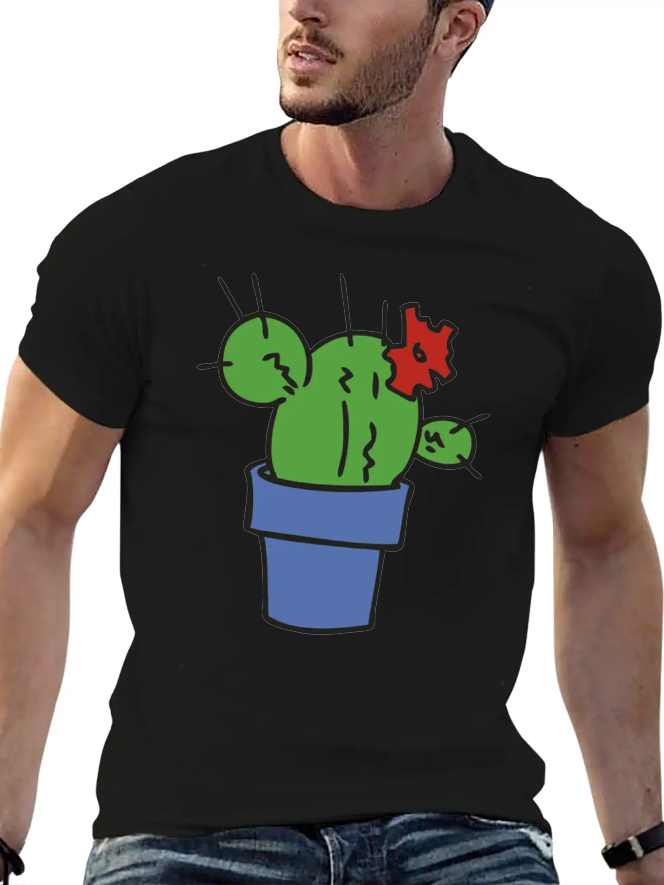 Small Green Cactus Relaxed Everyday Tee – Lightweight And Durable Cotton