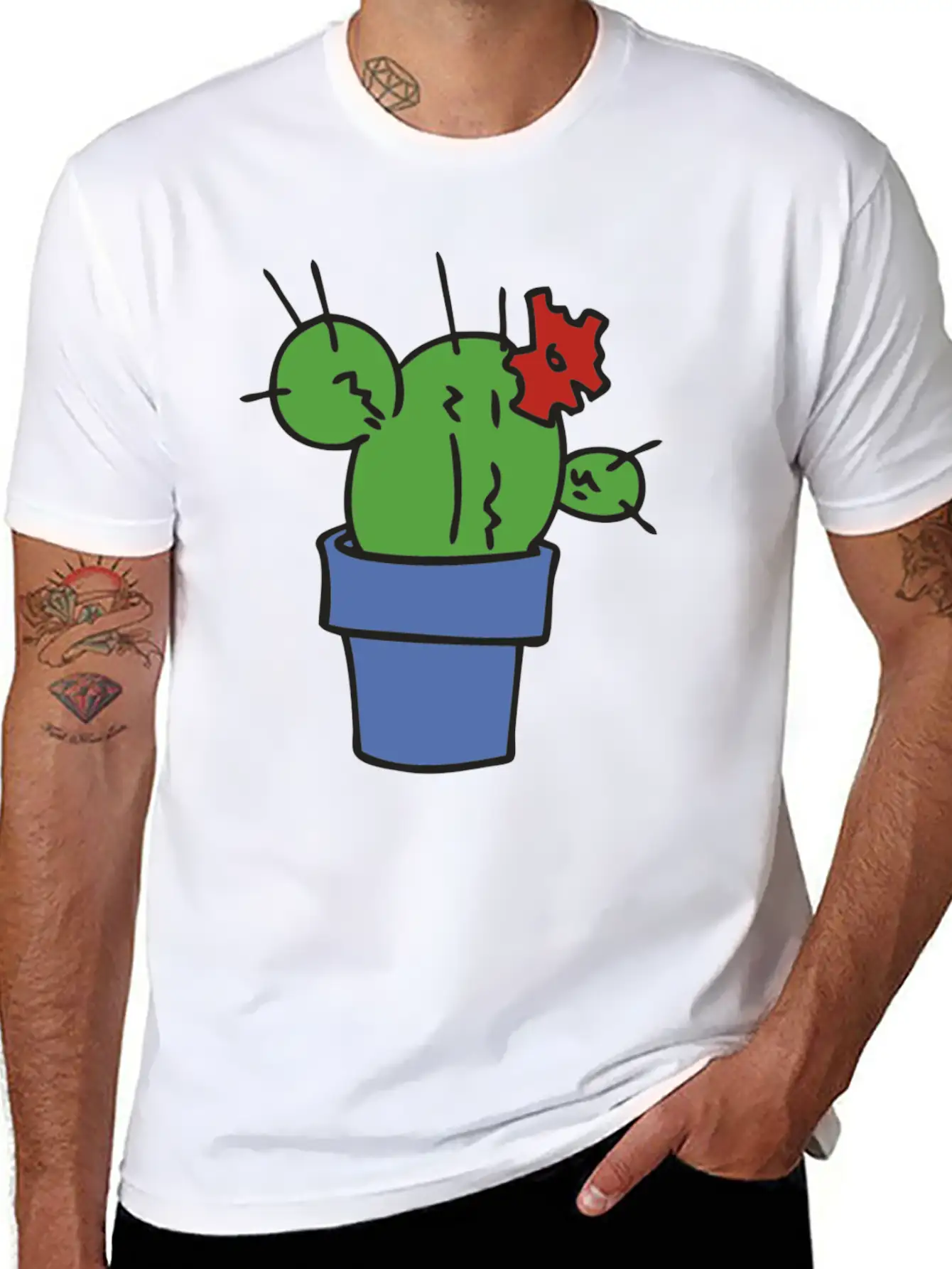 Small Green Cactus Relaxed Everyday Tee – Lightweight And Durable Cotton