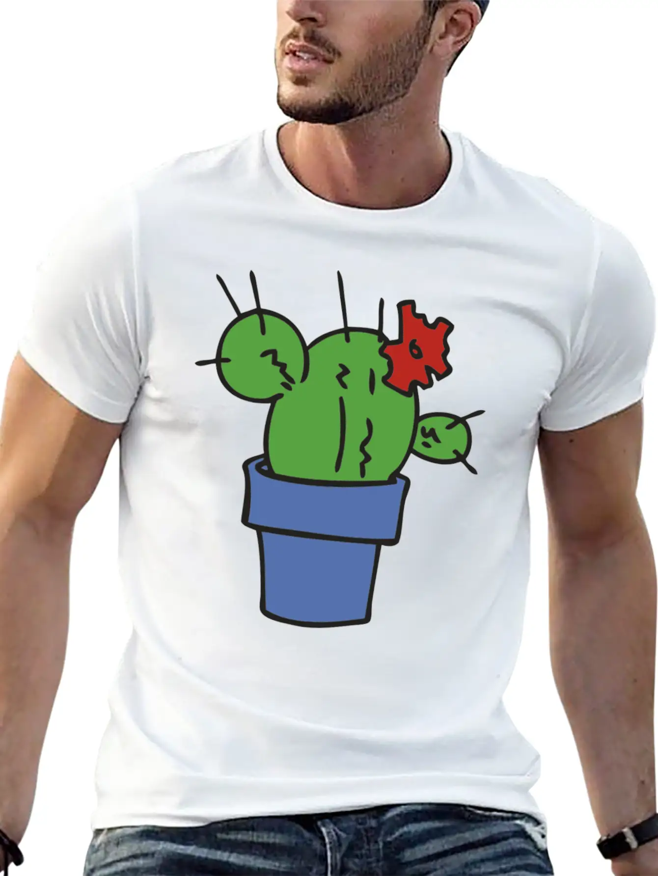 Small Green Cactus Relaxed Everyday Tee – Lightweight And Durable Cotton