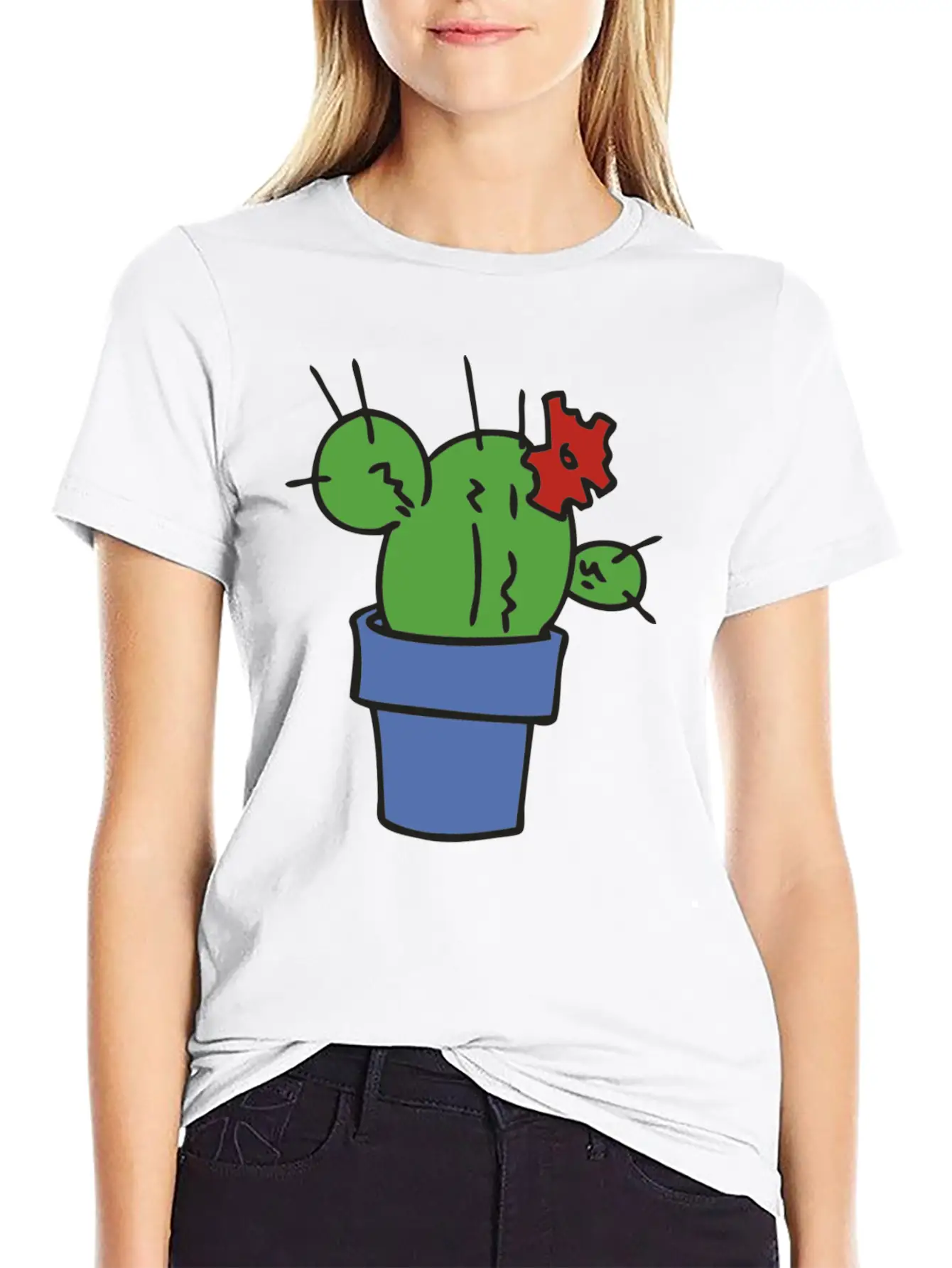 Small Green Cactus Relaxed Everyday Tee – Lightweight And Durable Cotton