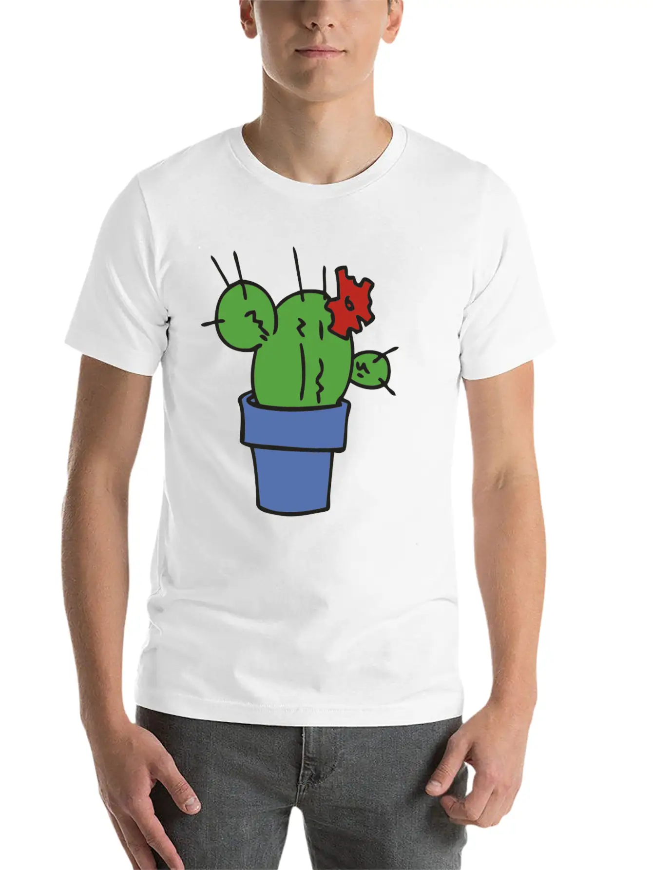 Small Green Cactus Relaxed Everyday Tee – Lightweight And Durable Cotton