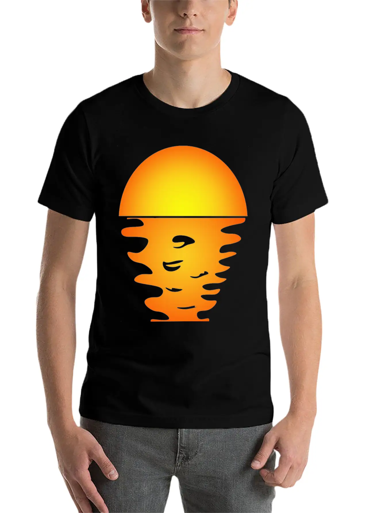 Sunrise Art Over Sea Water Reflection Relaxed Everyday Tee – Lightweight And Durable Cotton