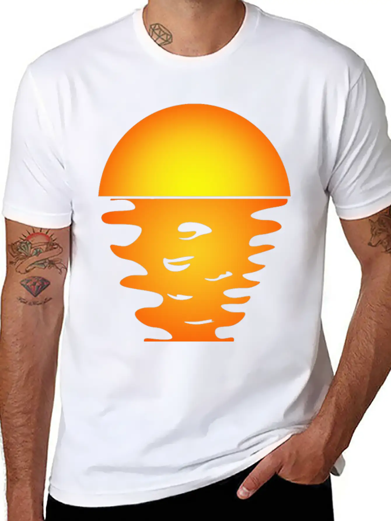 Sunrise Art Over Sea Water Reflection Relaxed Everyday Tee – Lightweight And Durable Cotton