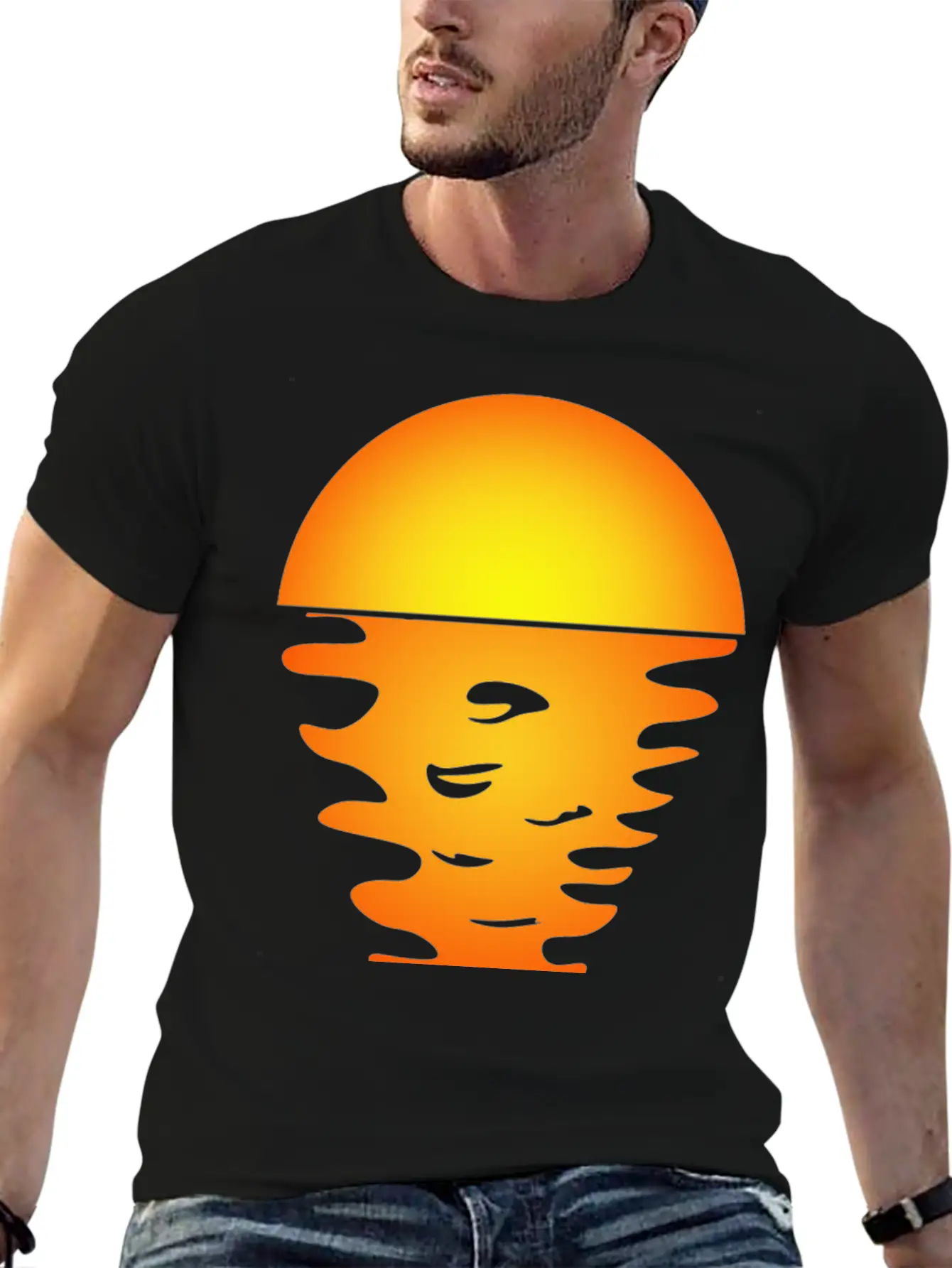 Sunrise Art Over Sea Water Reflection Relaxed Everyday Tee – Lightweight And Durable Cotton