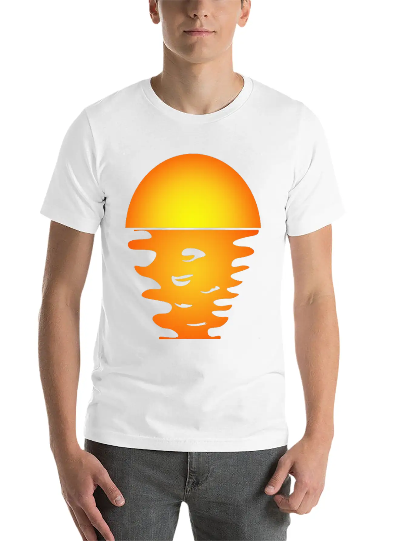 Sunrise Art Over Sea Water Reflection Relaxed Everyday Tee – Lightweight And Durable Cotton