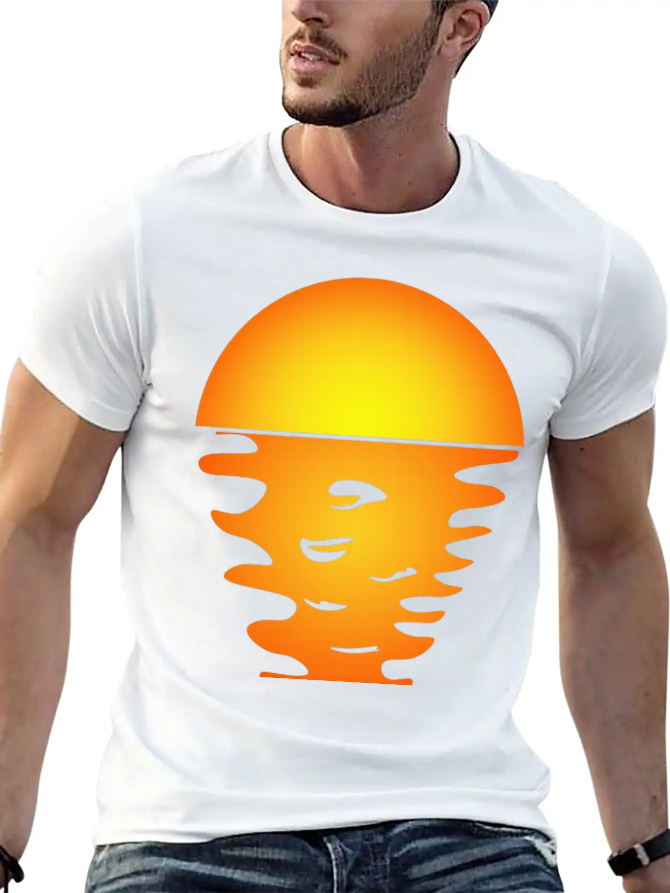 Sunrise Art Over Sea Water Reflection Relaxed Everyday Tee – Lightweight And Durable Cotton