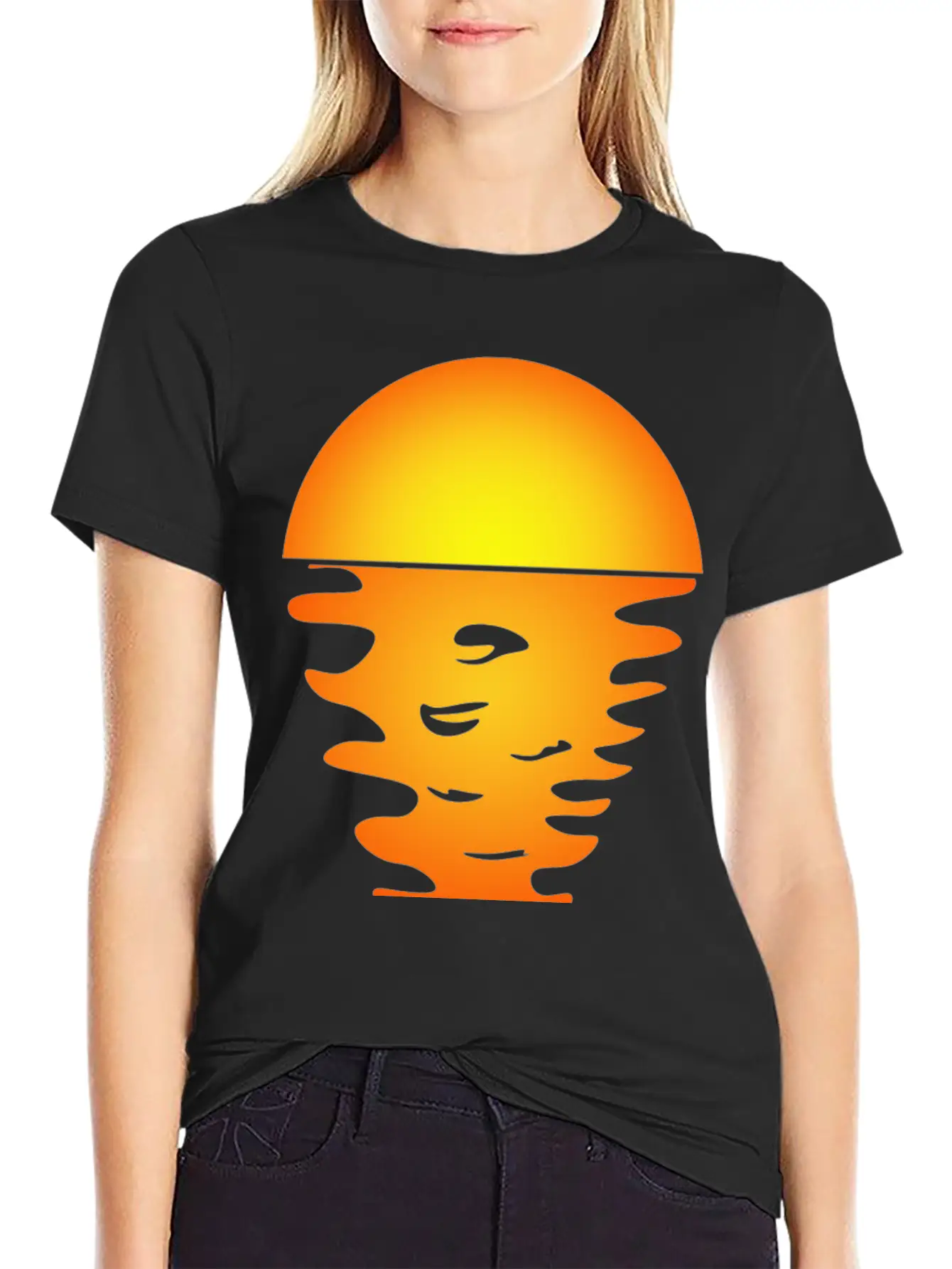 Sunrise Art Over Sea Water Reflection Relaxed Everyday Tee – Lightweight And Durable Cotton