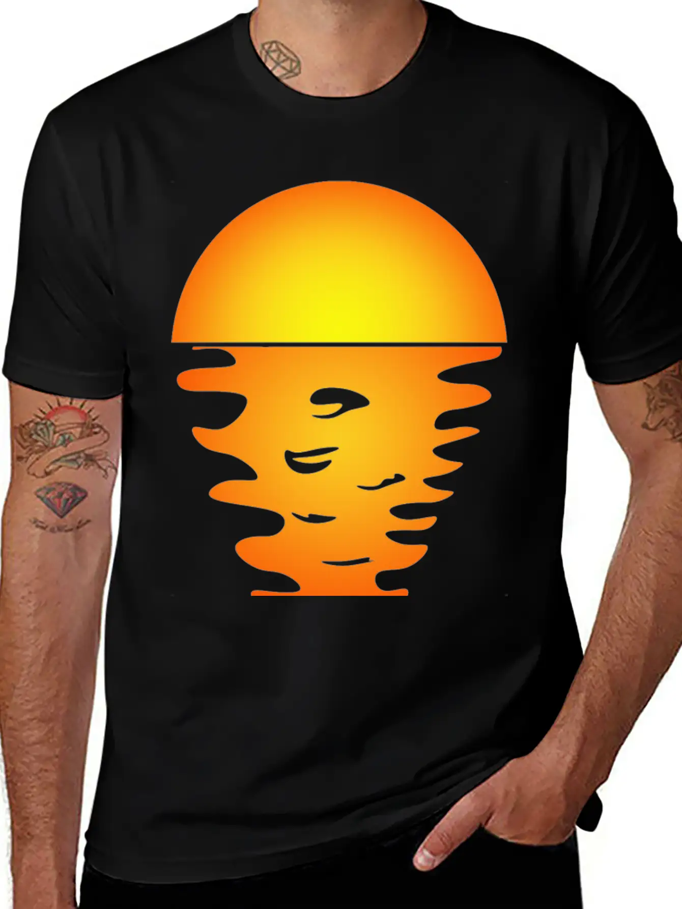 Sunrise Art Over Sea Water Reflection Relaxed Everyday Tee – Lightweight And Durable Cotton