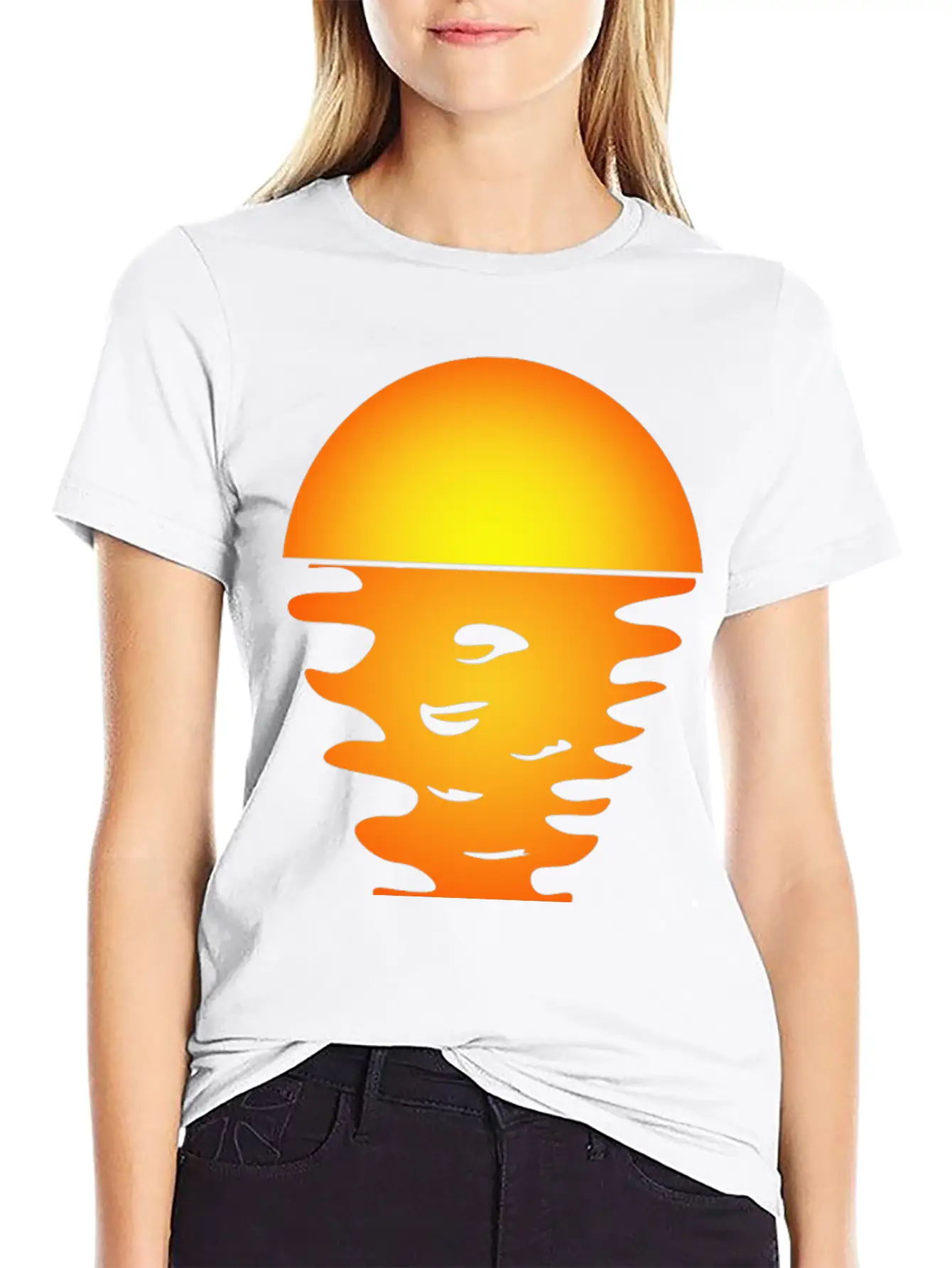 Sunrise Art Over Sea Water Reflection Relaxed Everyday Tee – Lightweight And Durable Cotton