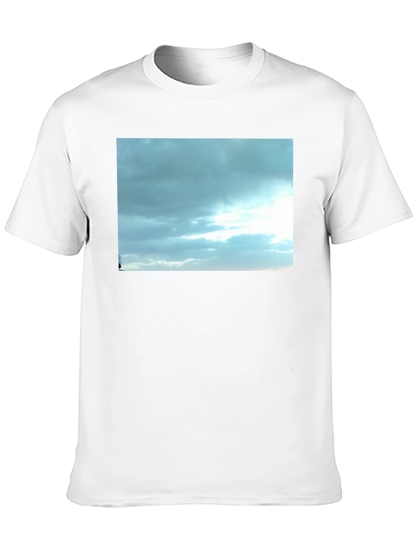 Sky Cloud Print Black T-Shirt