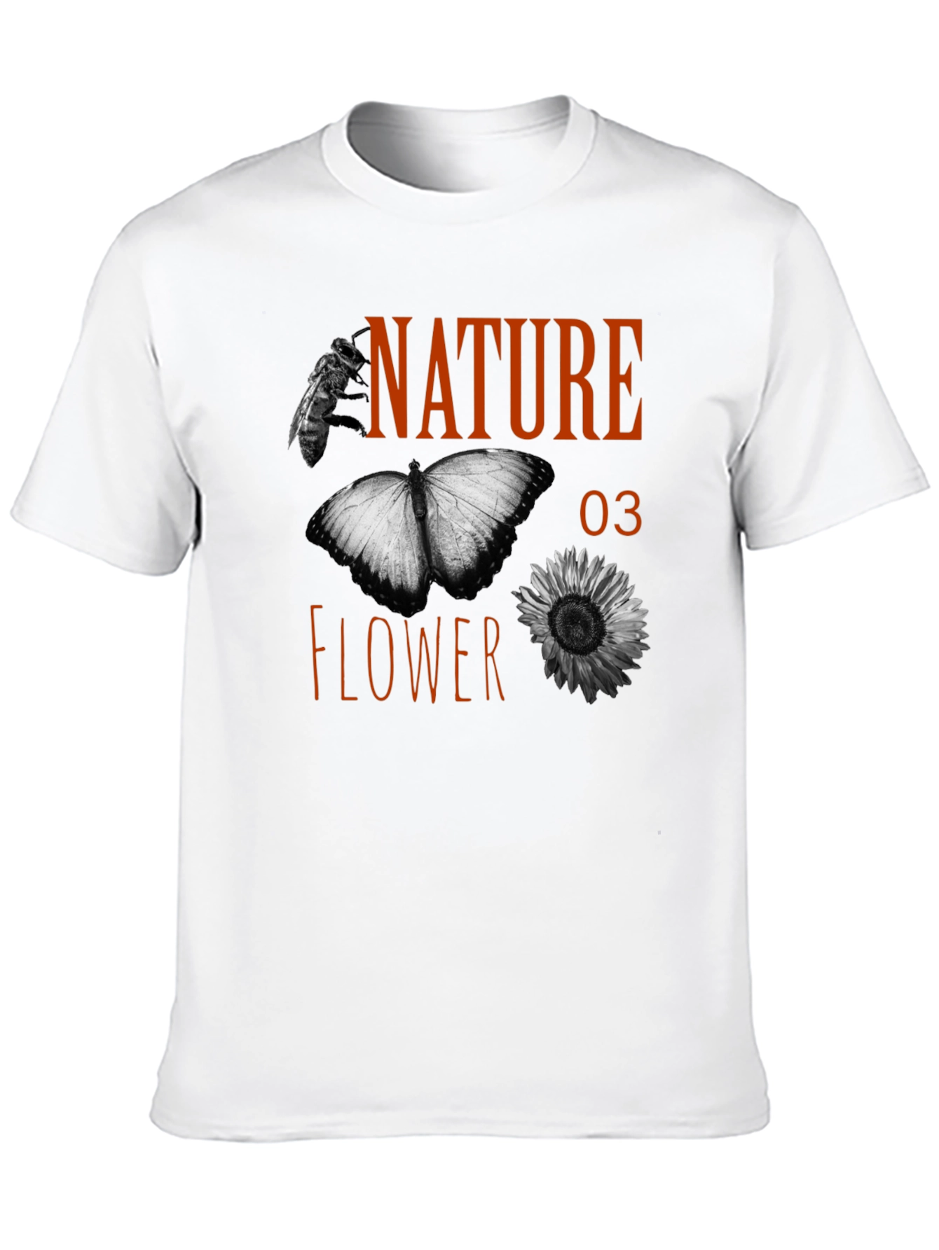 Nature Flower Graphic Tee - Black Cotton Blend