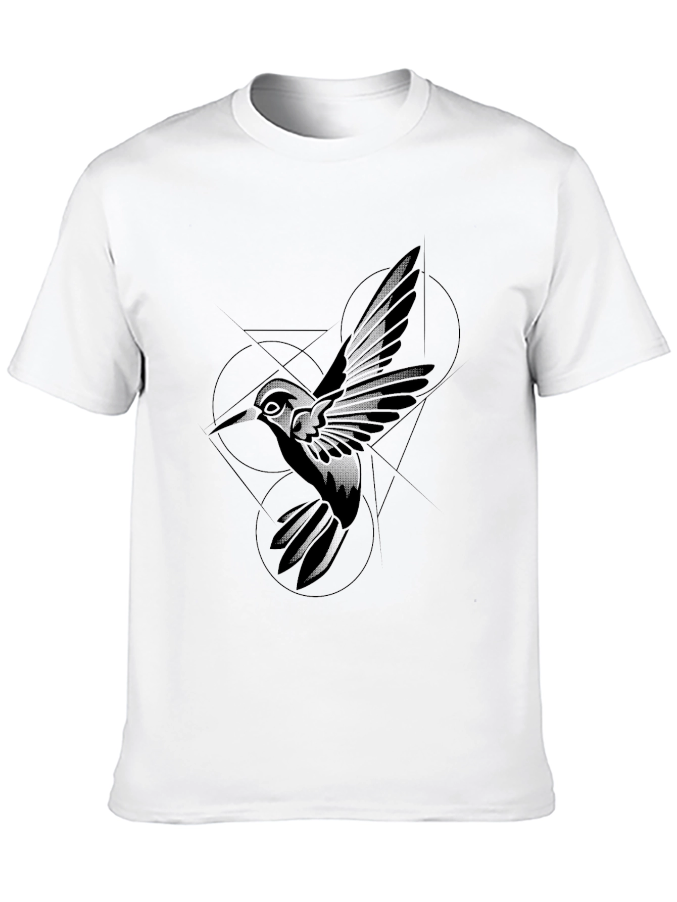 Geometric Hummingbird Black T-Shirt