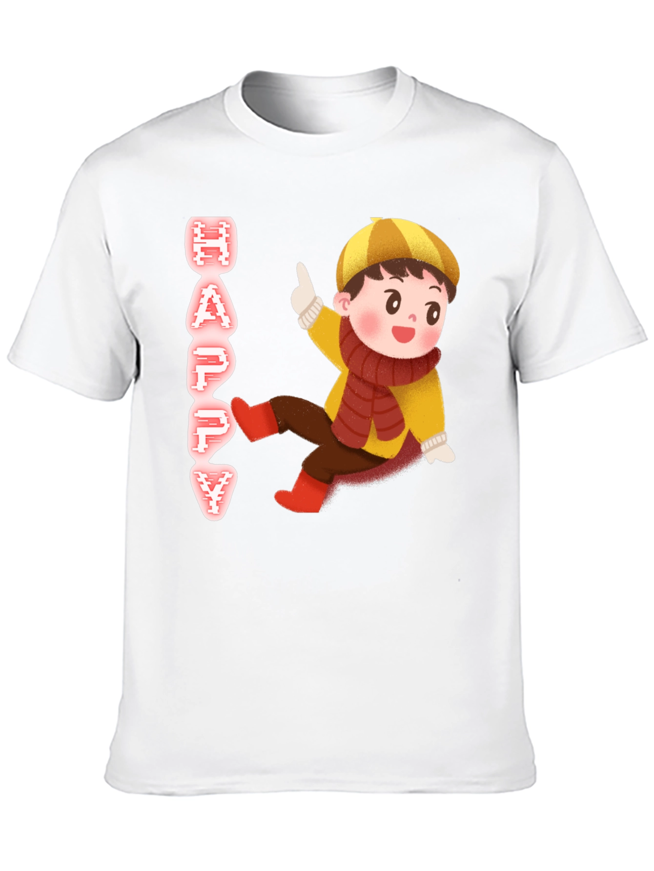 Happy Kid Graphic Print Black T-Shirt