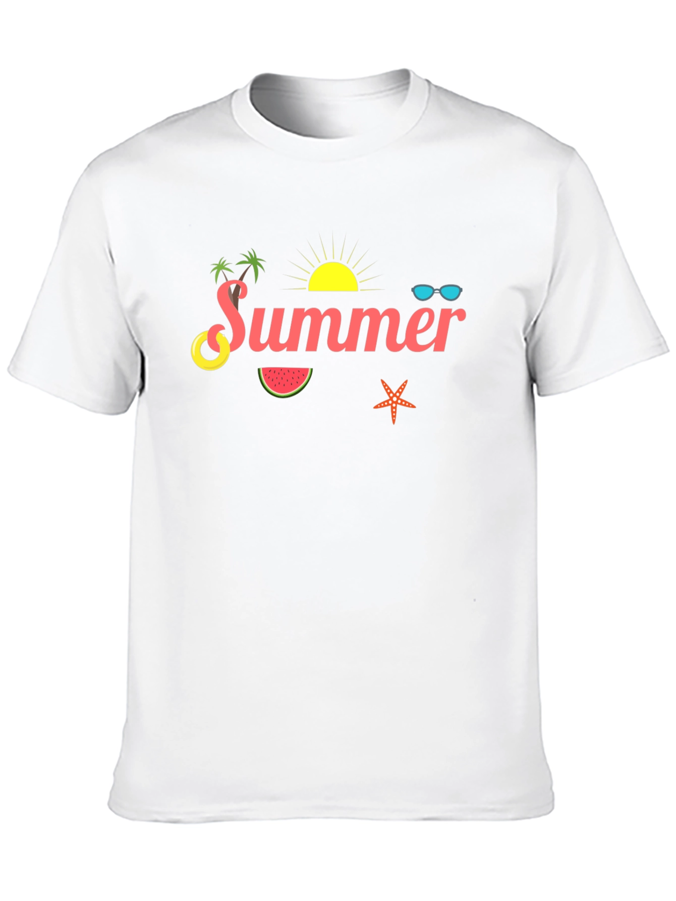 Summer Themed Black Cotton T-Shirt