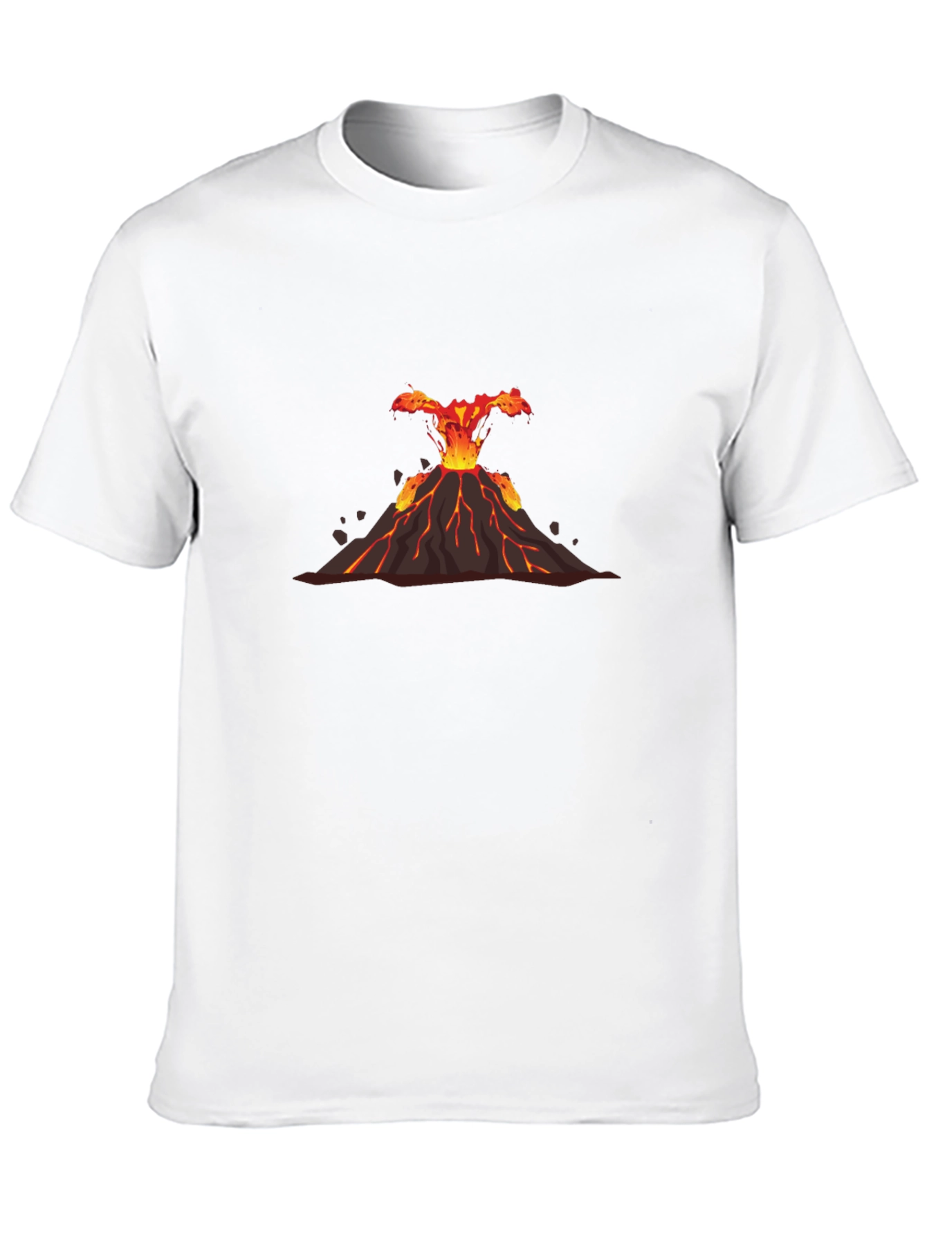 Volcano Eruption Graphic Tee - Black Cotton T-Shirt