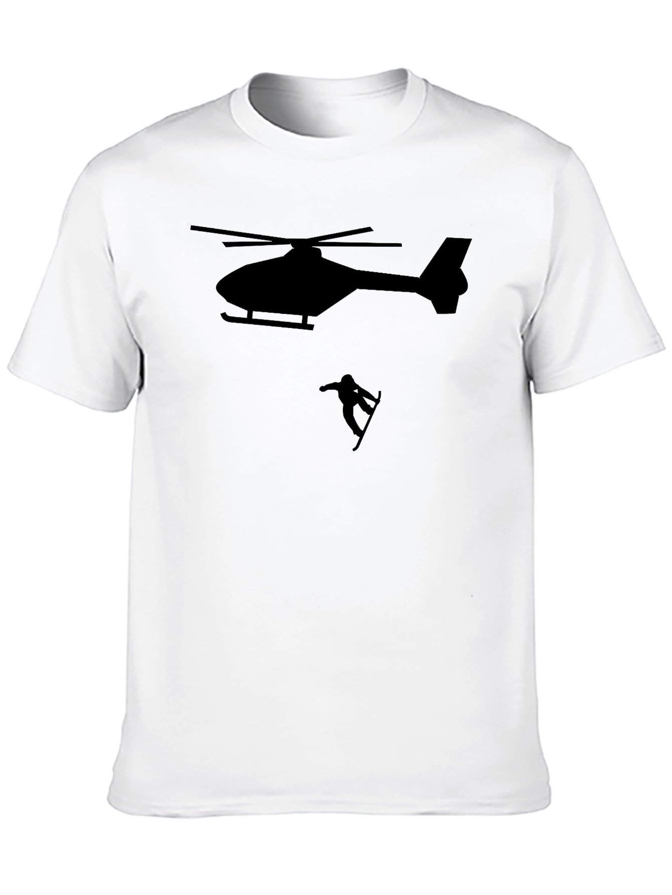 Helicopter Snowboarder Black T-Shirt