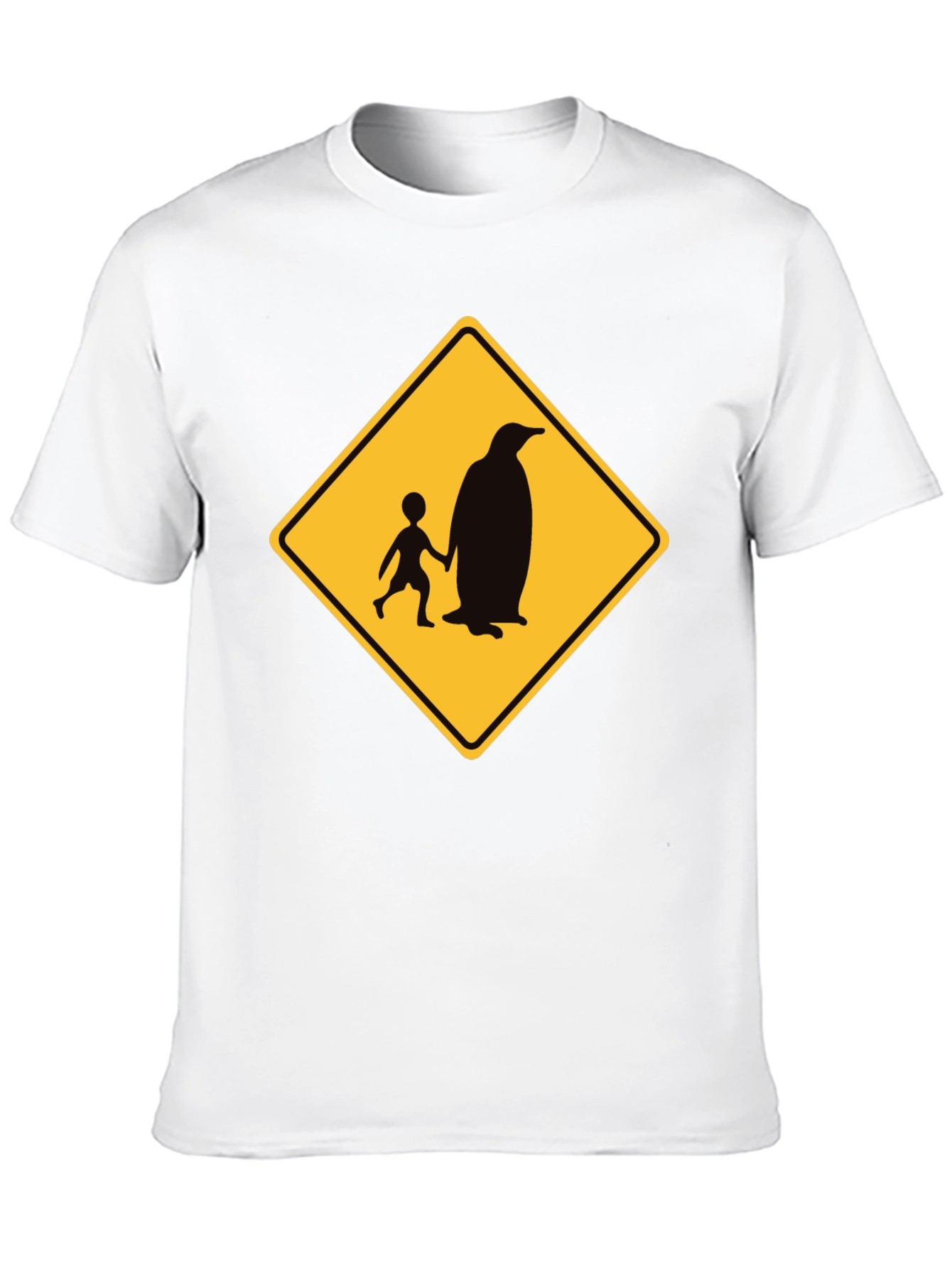 Penguin Crossing Black T-Shirt Novelty Design