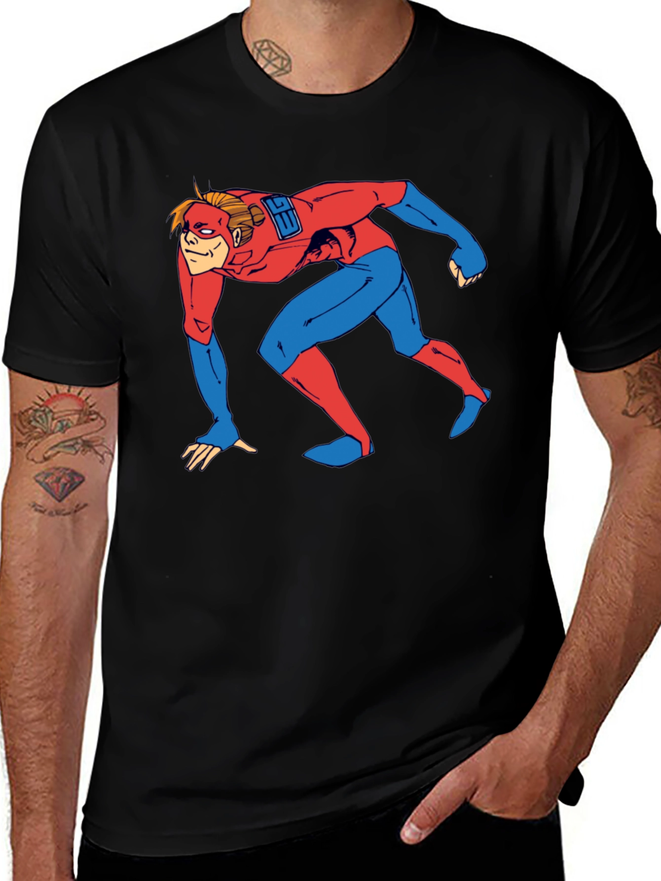 Superhero Crawl Graphic T-Shirt - Comic Book Style