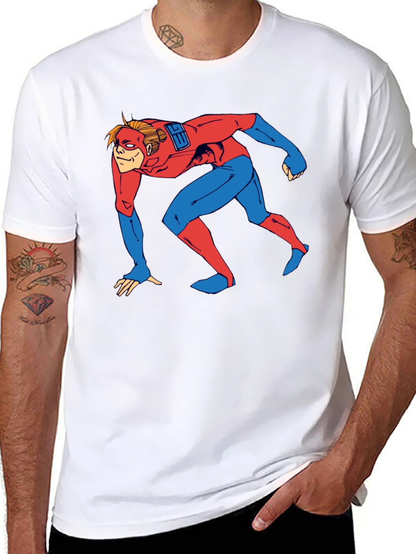 Superhero Crawl Graphic T-Shirt - Comic Book Style