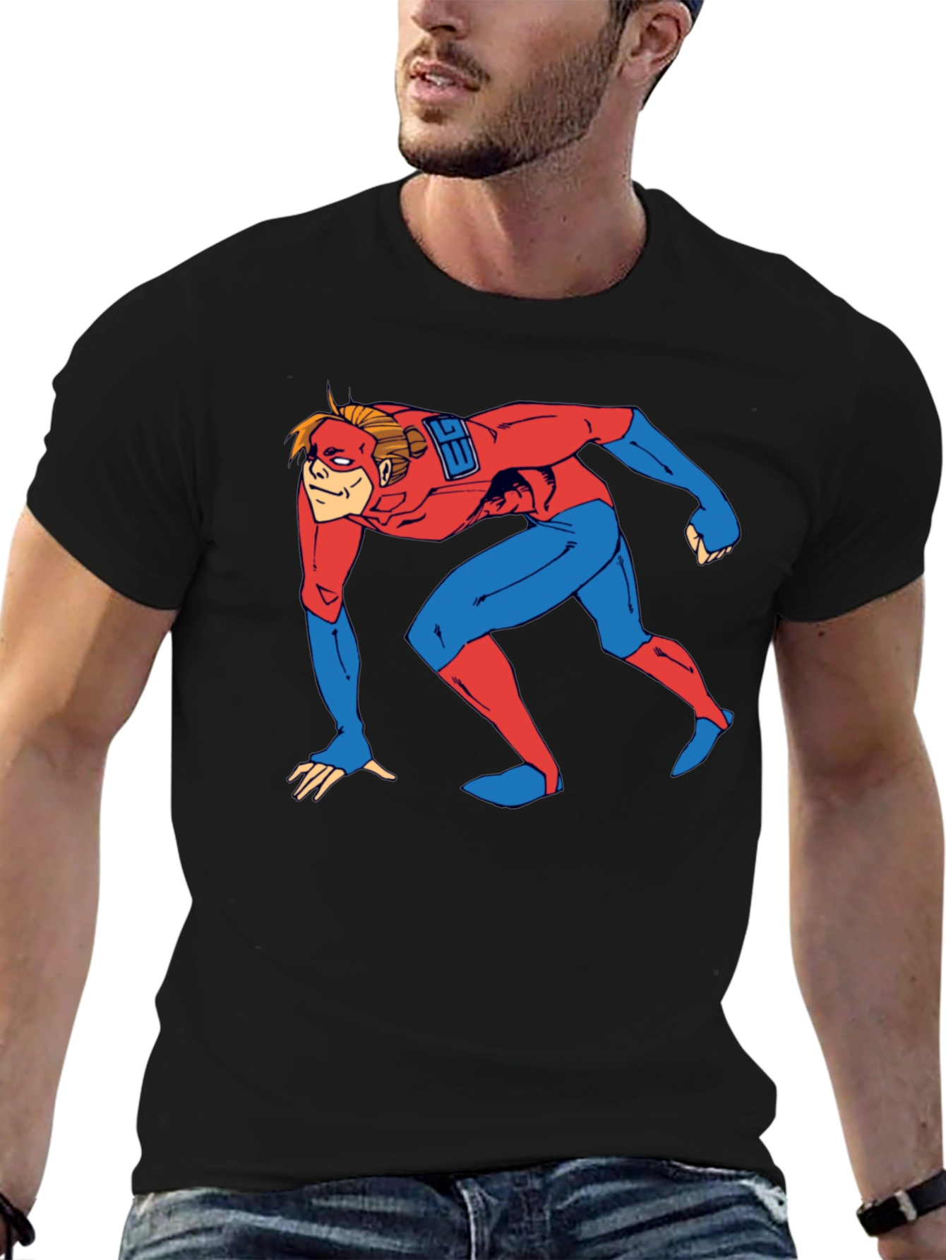 Superhero Crawl Graphic T-Shirt - Comic Book Style