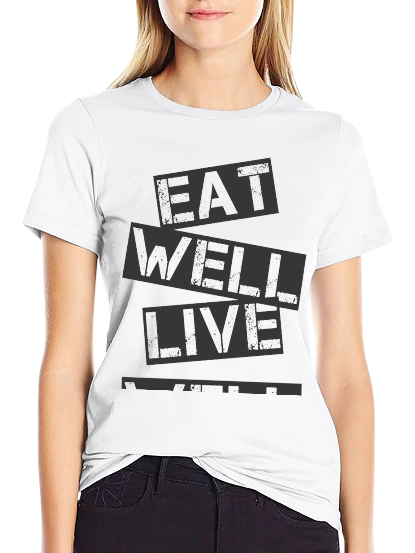 Eat Well Live Well Black Graphic Tee