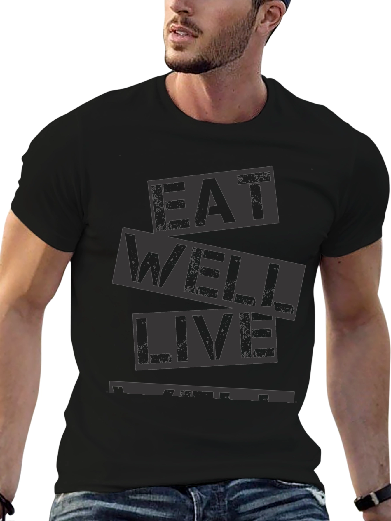 Eat Well Live Well Black Graphic Tee