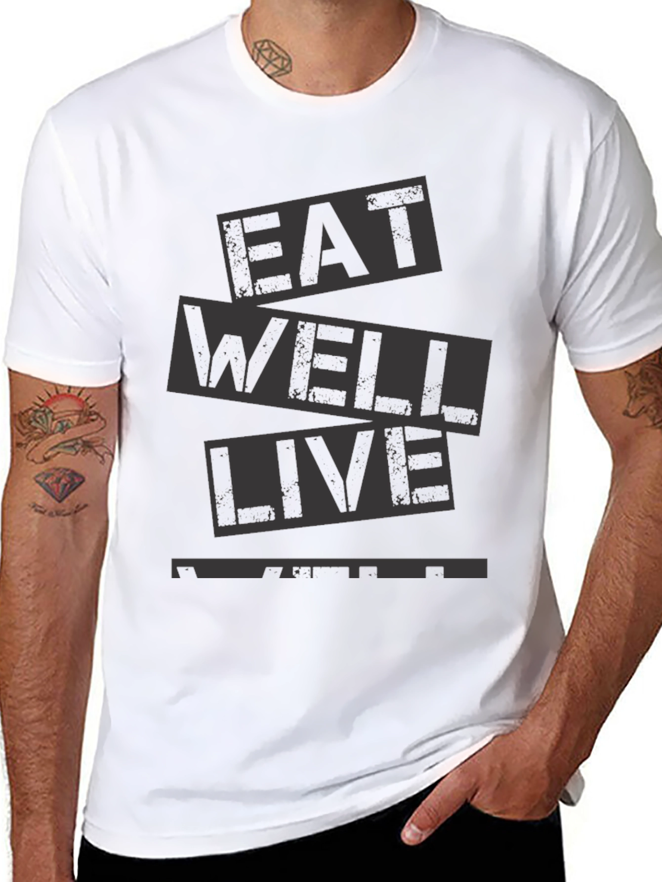 Eat Well Live Well Black Graphic Tee