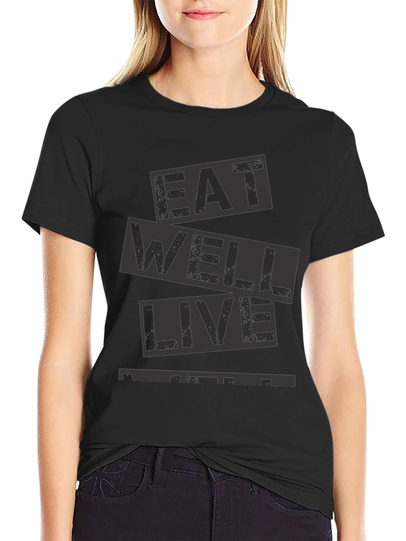 Eat Well Live Well Black Graphic Tee