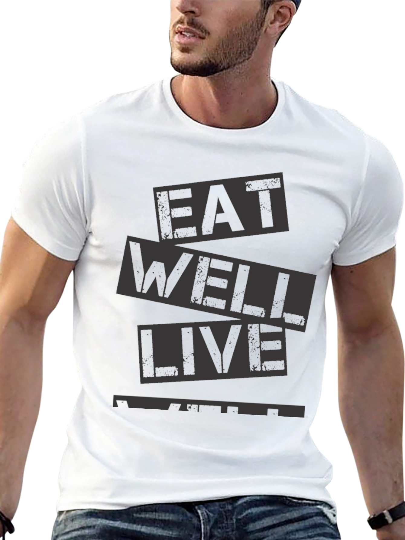 Eat Well Live Well Black Graphic Tee