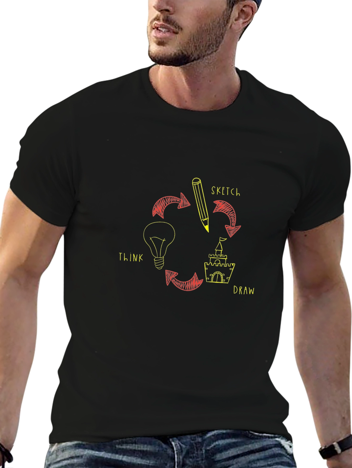 Think Sketch Draw Graphic T-Shirt - Creative Design