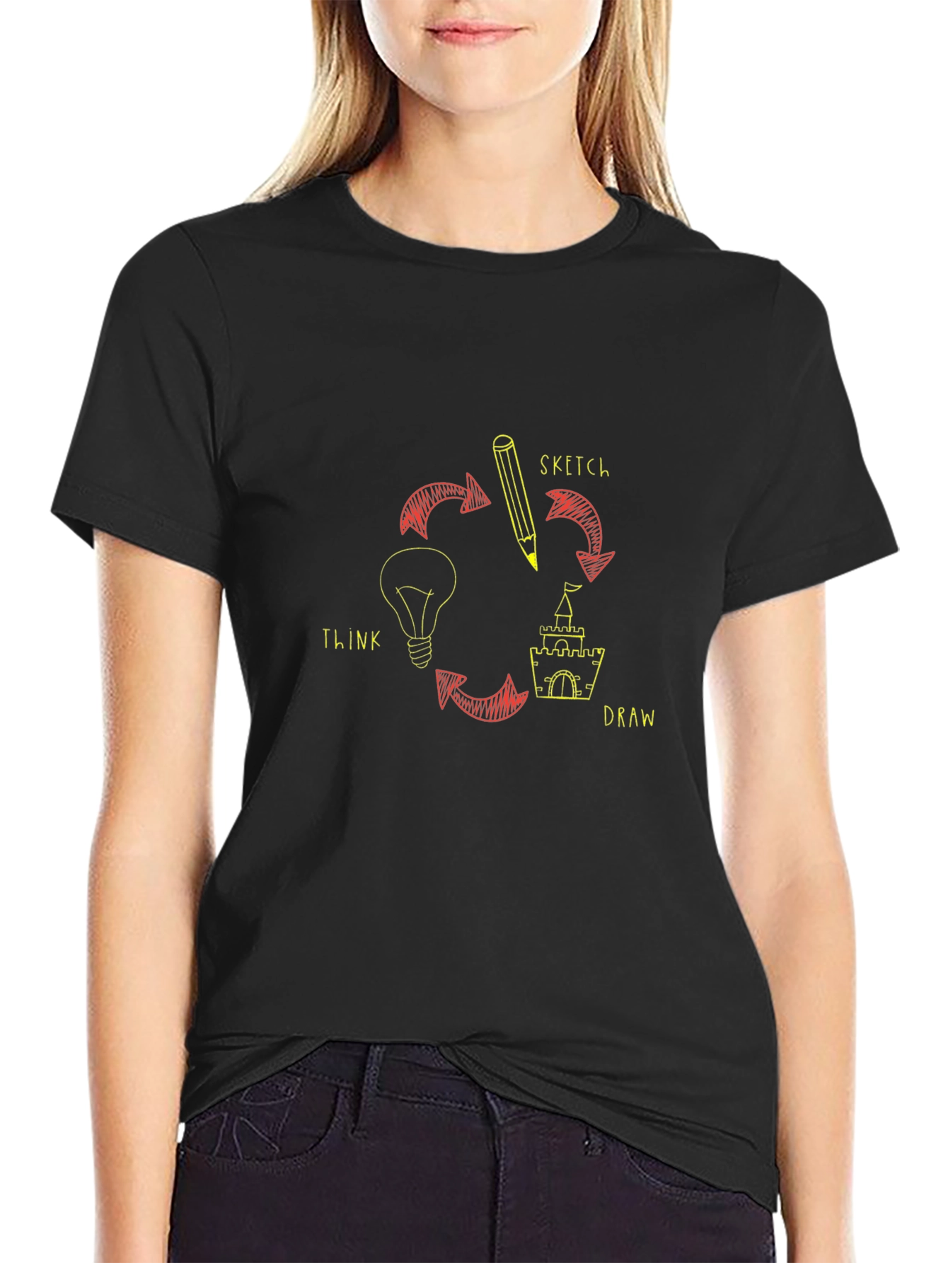 Think Sketch Draw Graphic T-Shirt - Creative Design