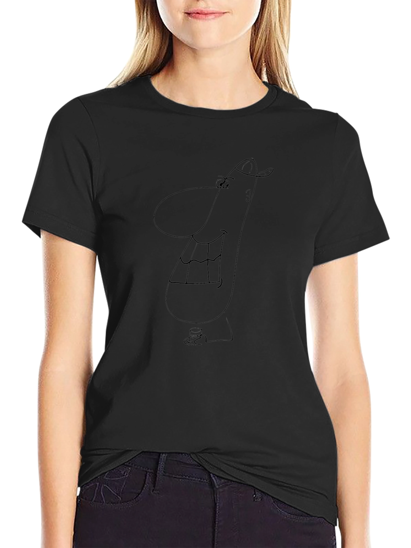 Funny Cartoon Black T-Shirt