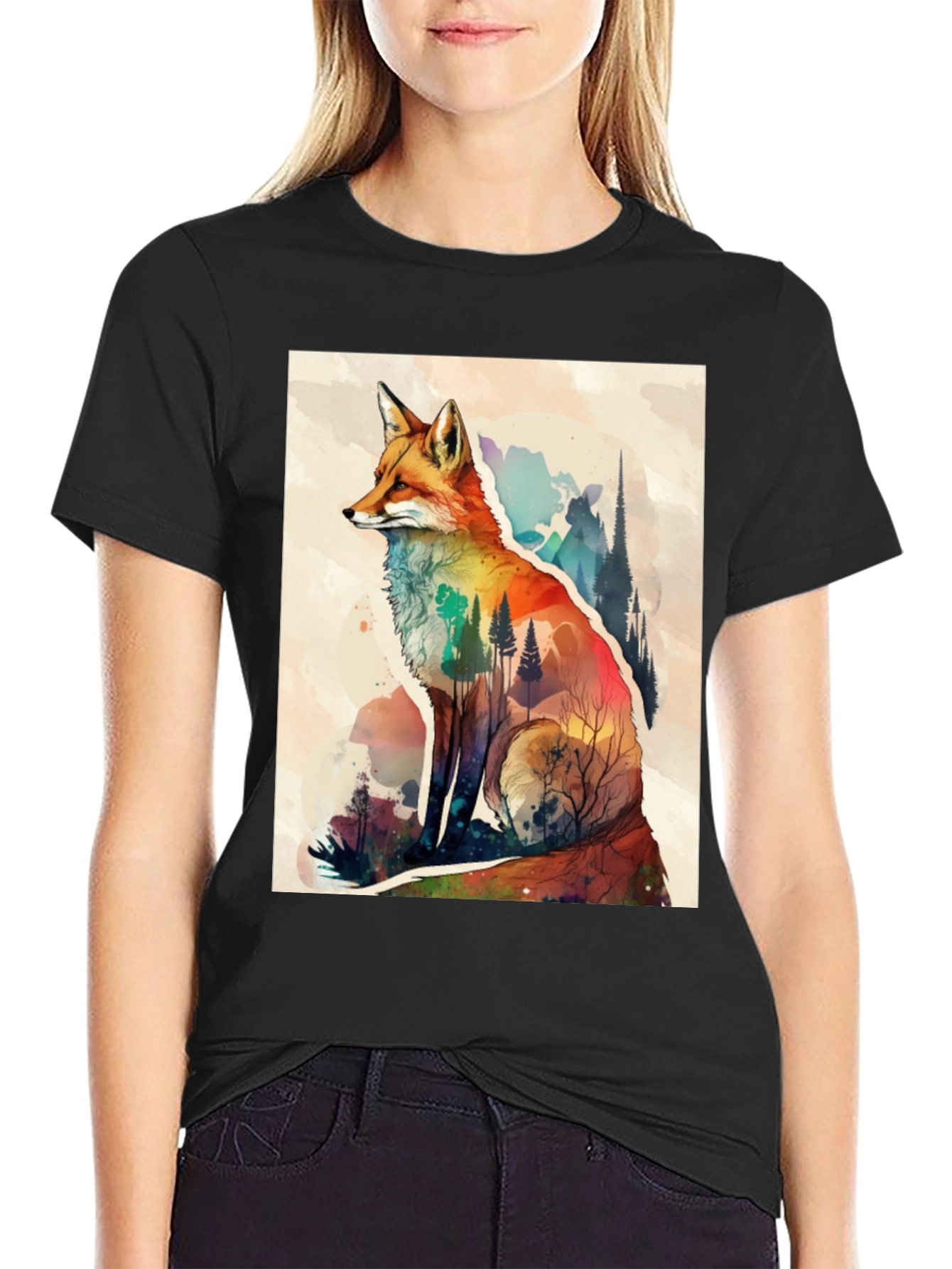 Fox Watercolor Graphic T-Shirt