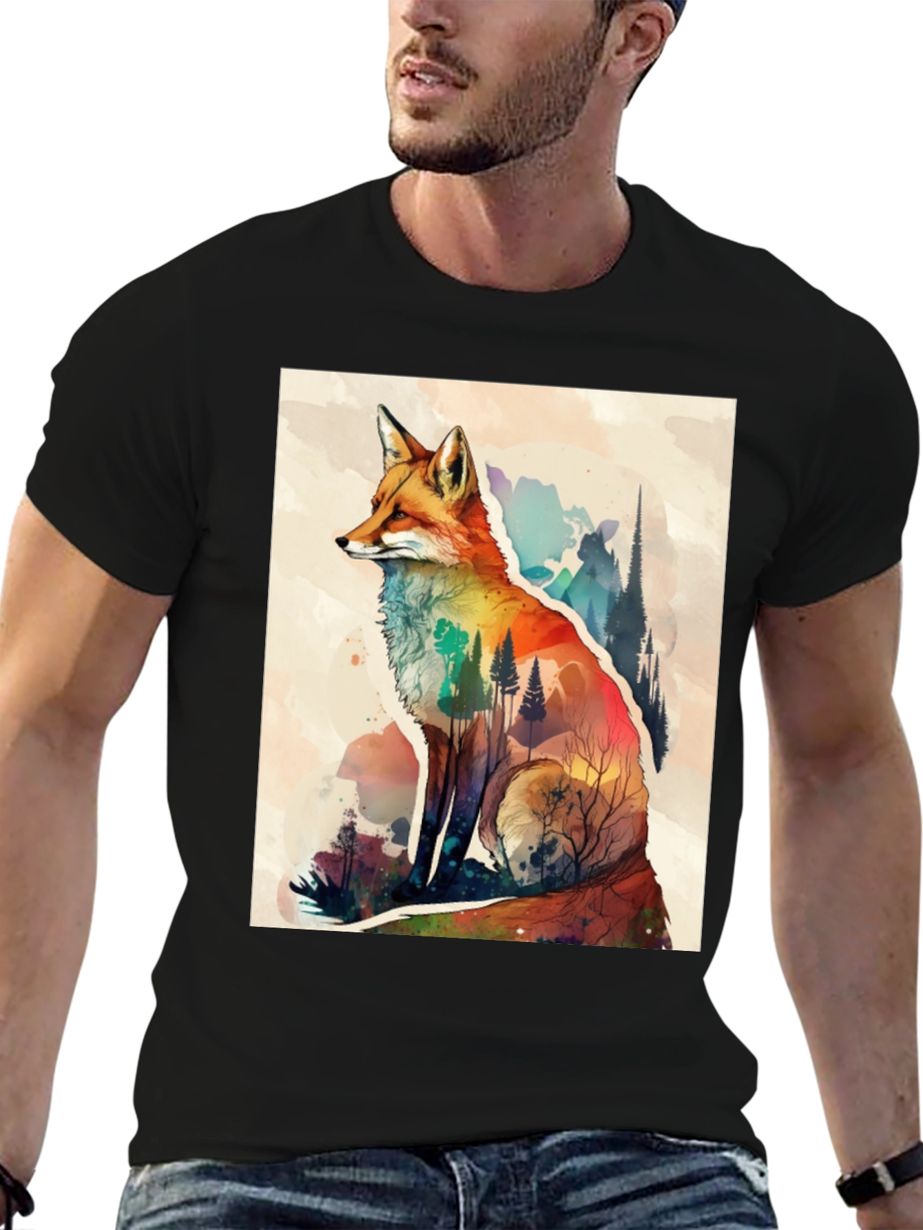 Fox Watercolor Graphic T-Shirt