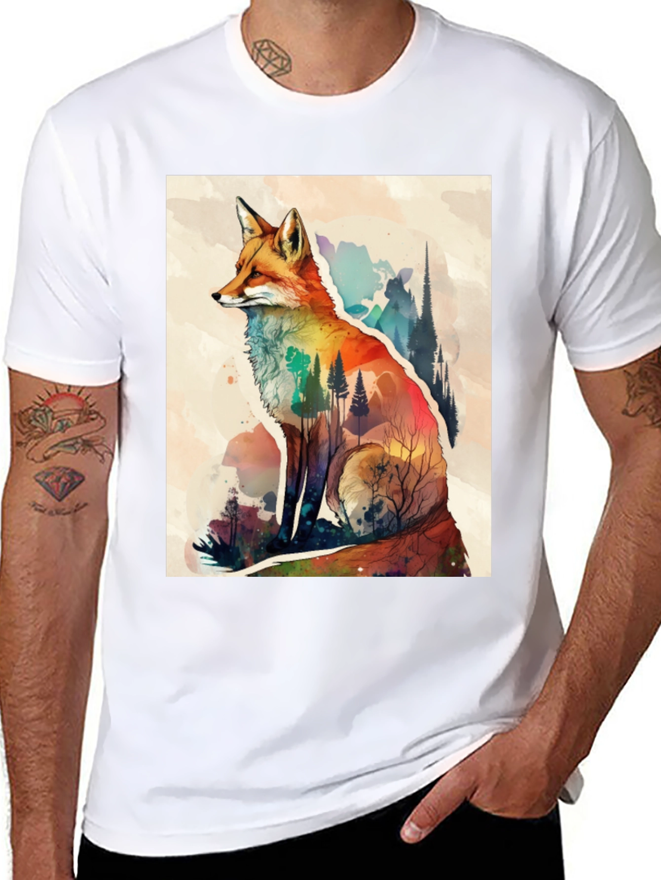 Fox Watercolor Graphic T-Shirt