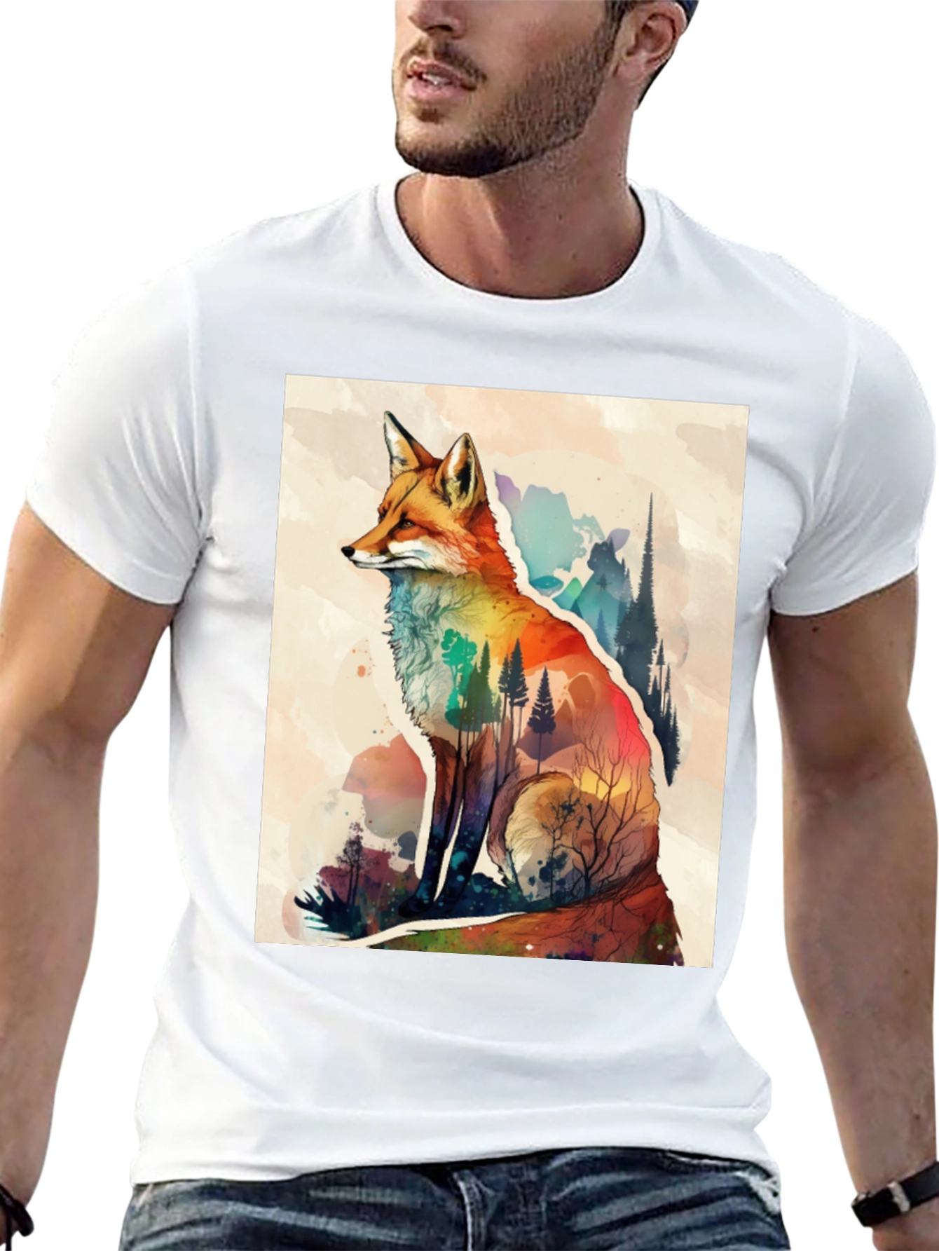 Fox Watercolor Graphic T-Shirt