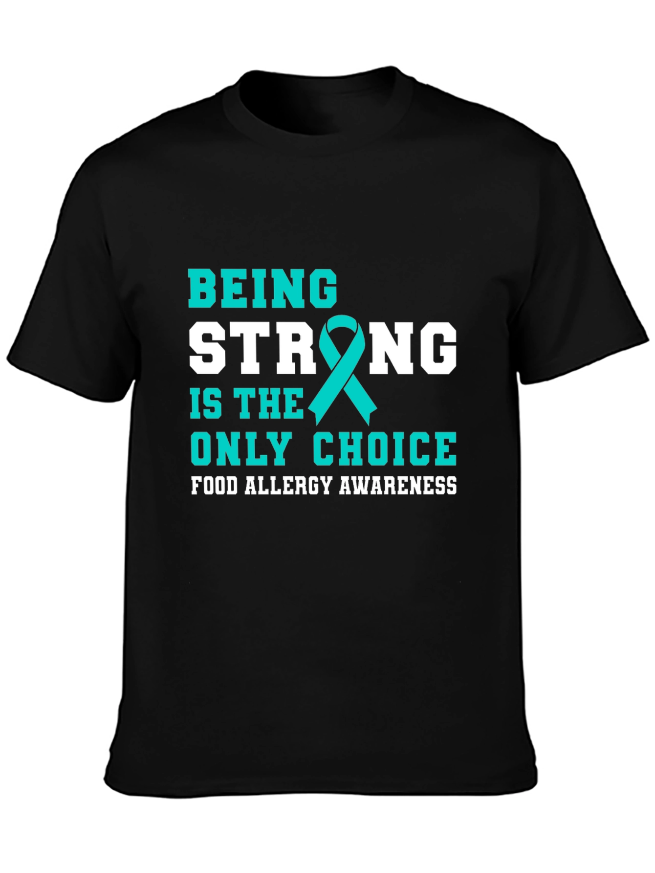 Food Allergy Awareness Ribbon Black T-Shirt