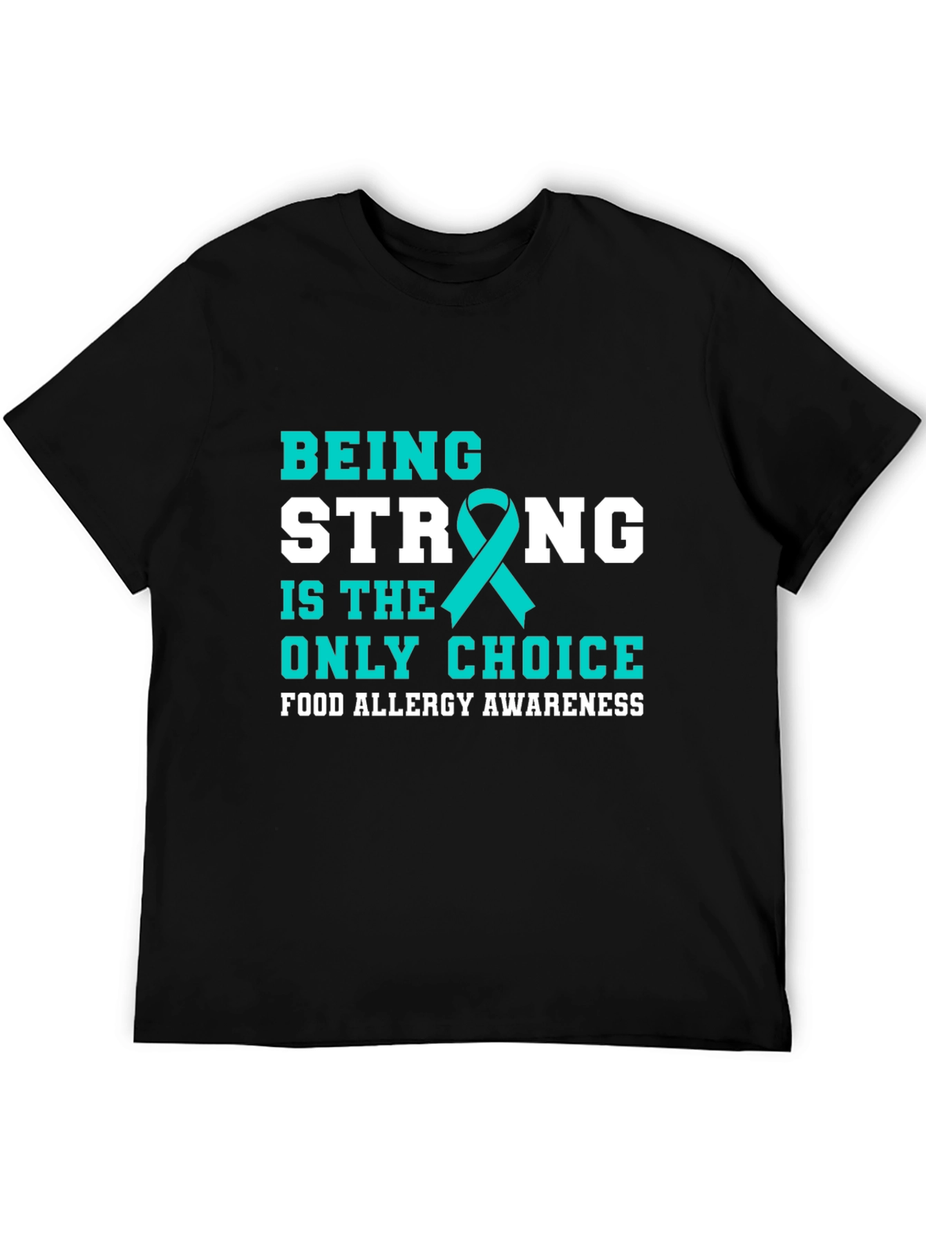 Food Allergy Awareness Ribbon Black T-Shirt