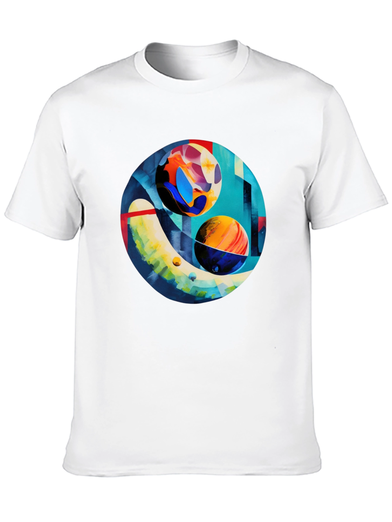 Abstract Planet Art Print Black T-Shirt