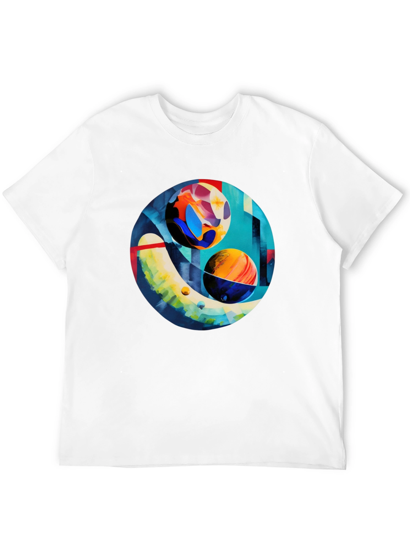 Abstract Planet Art Print Black T-Shirt