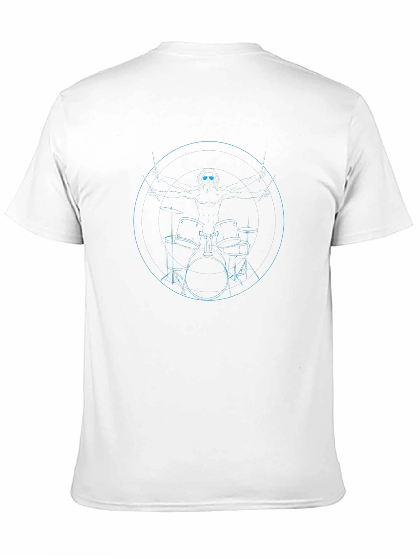Drummer Vitruvian Man Graphic T-Shirt - Black