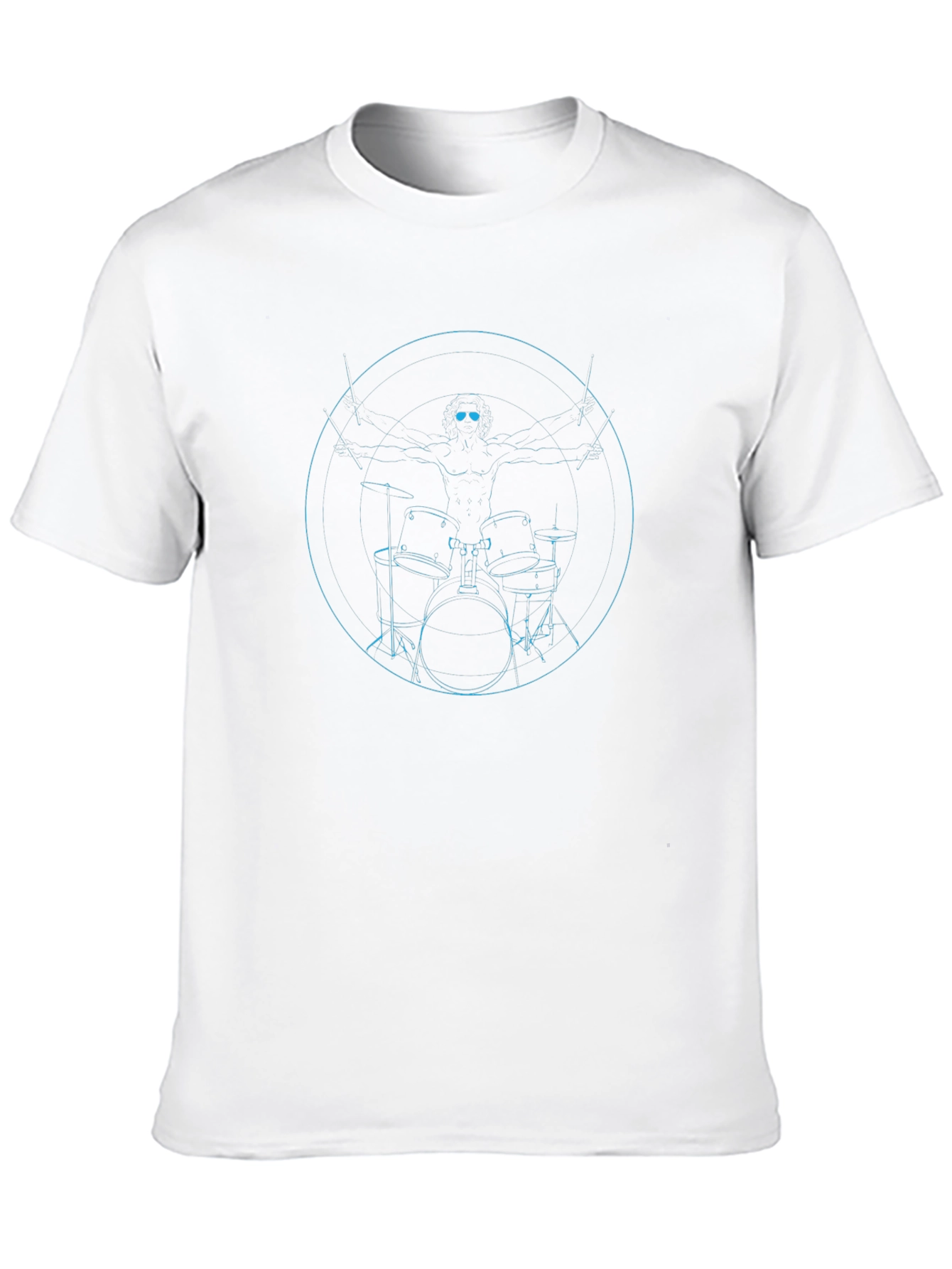 Drummer Vitruvian Man Graphic T-Shirt - Black