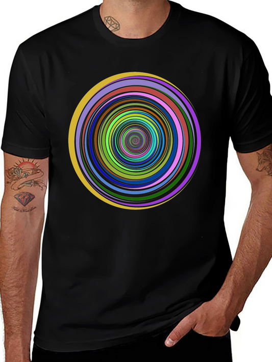 Colorful Swirl Graphic Black T-Shirt