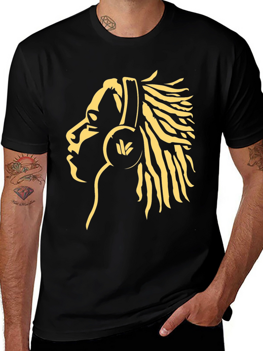 Rasta Man Headphones Graphic Tee - Black
