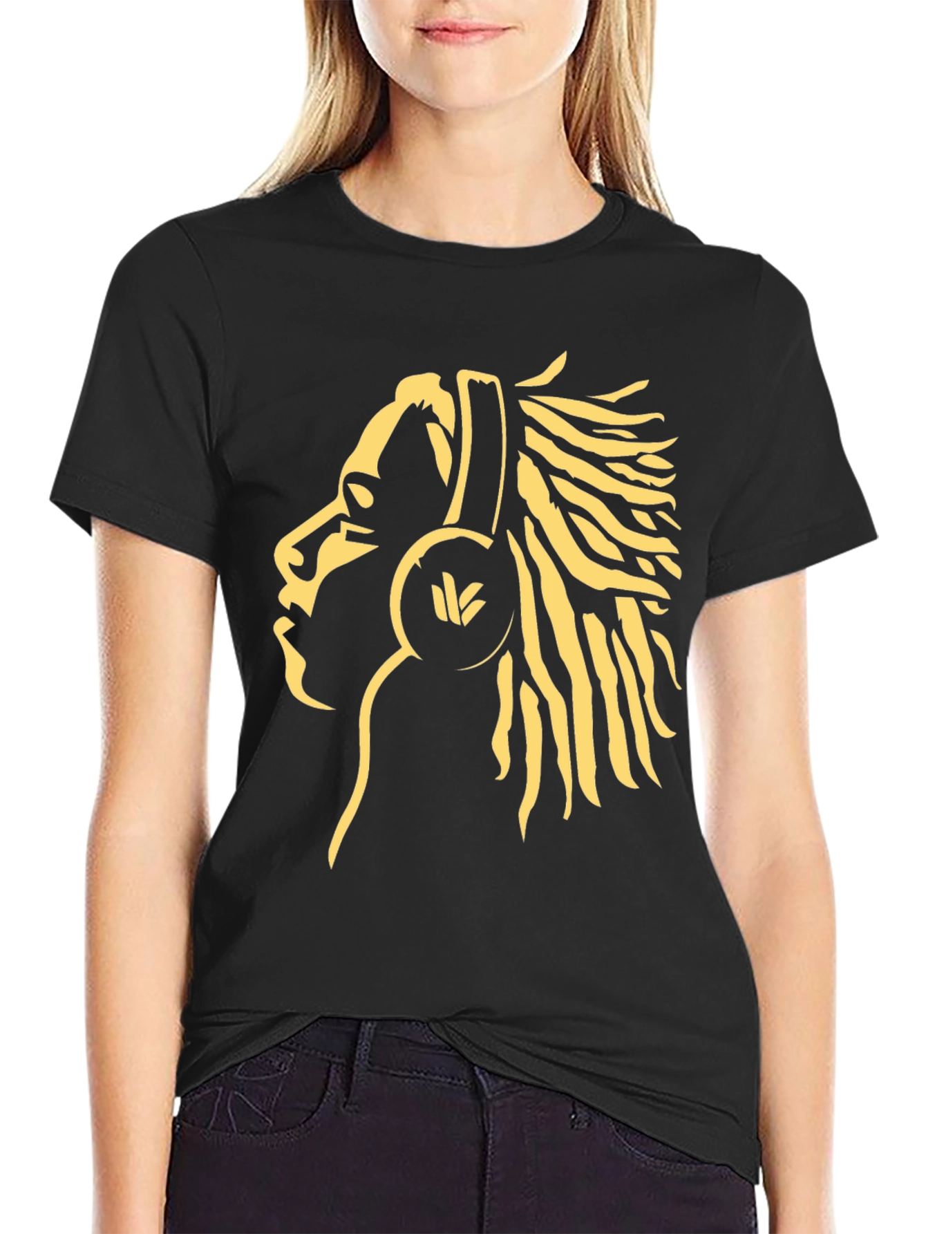 Rasta Man Headphones Graphic Tee - Black