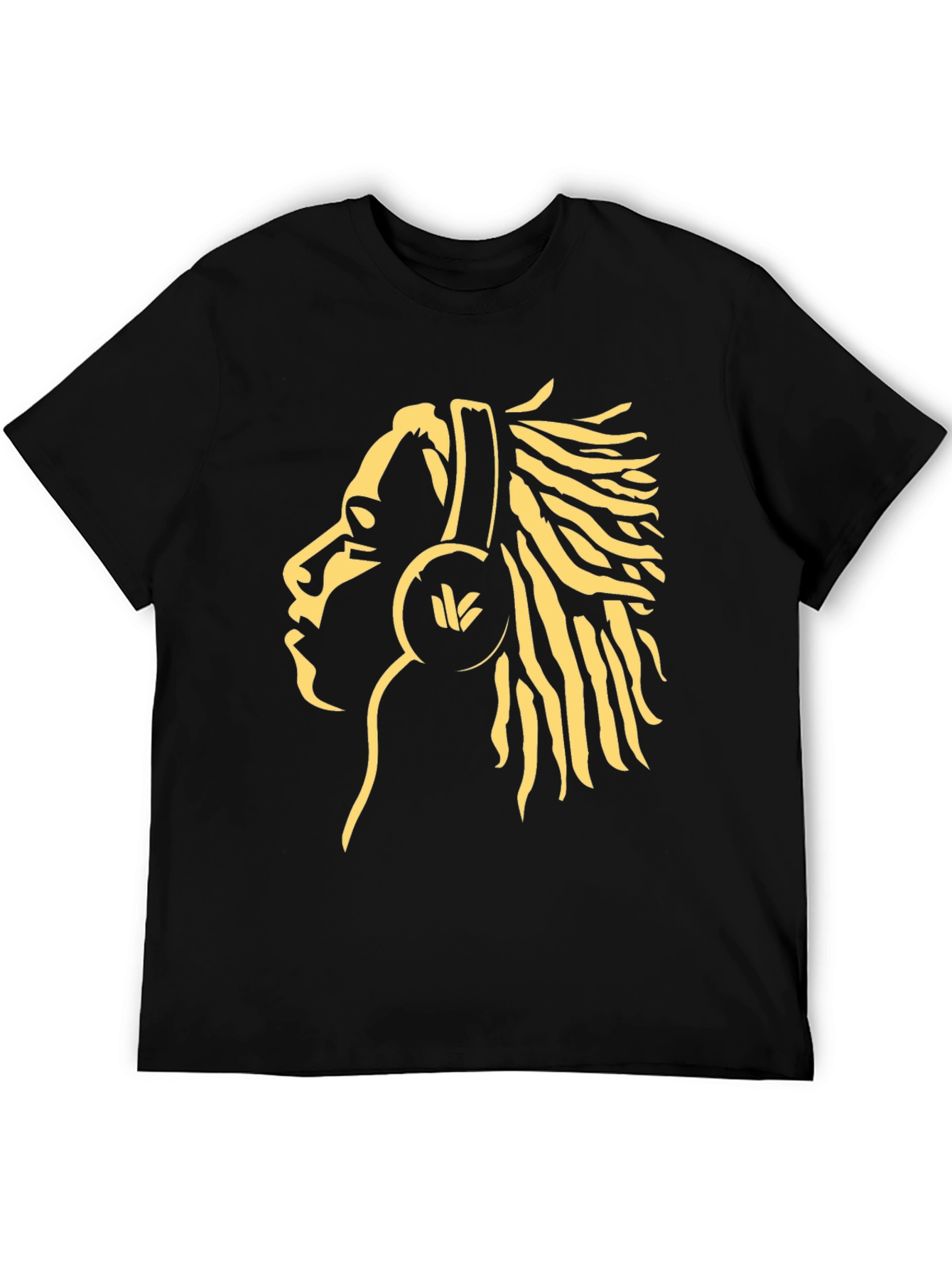 Rasta Man Headphones Graphic Tee - Black