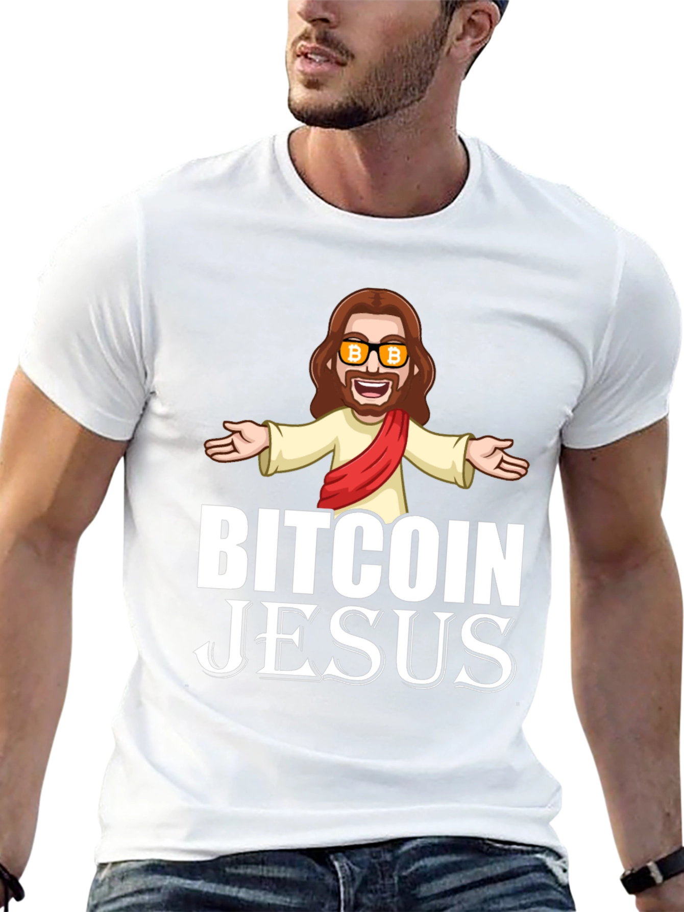 Bitcoin Jesus Graphic T-Shirt - Crypto Humor Tee