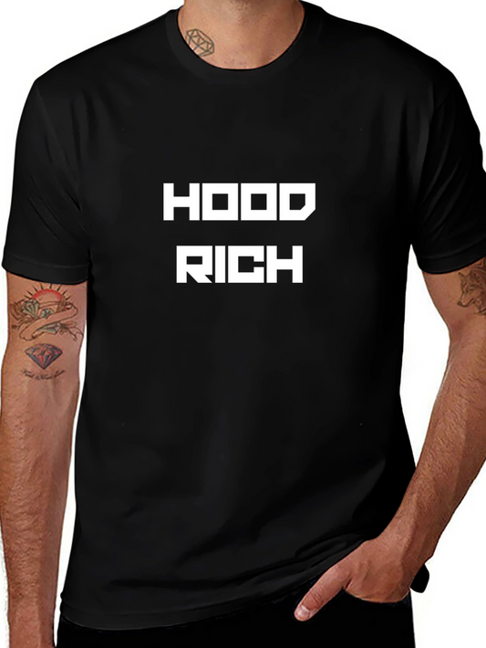 Hood Rich Graphic Tee - Black Short Sleeve Crew Neck