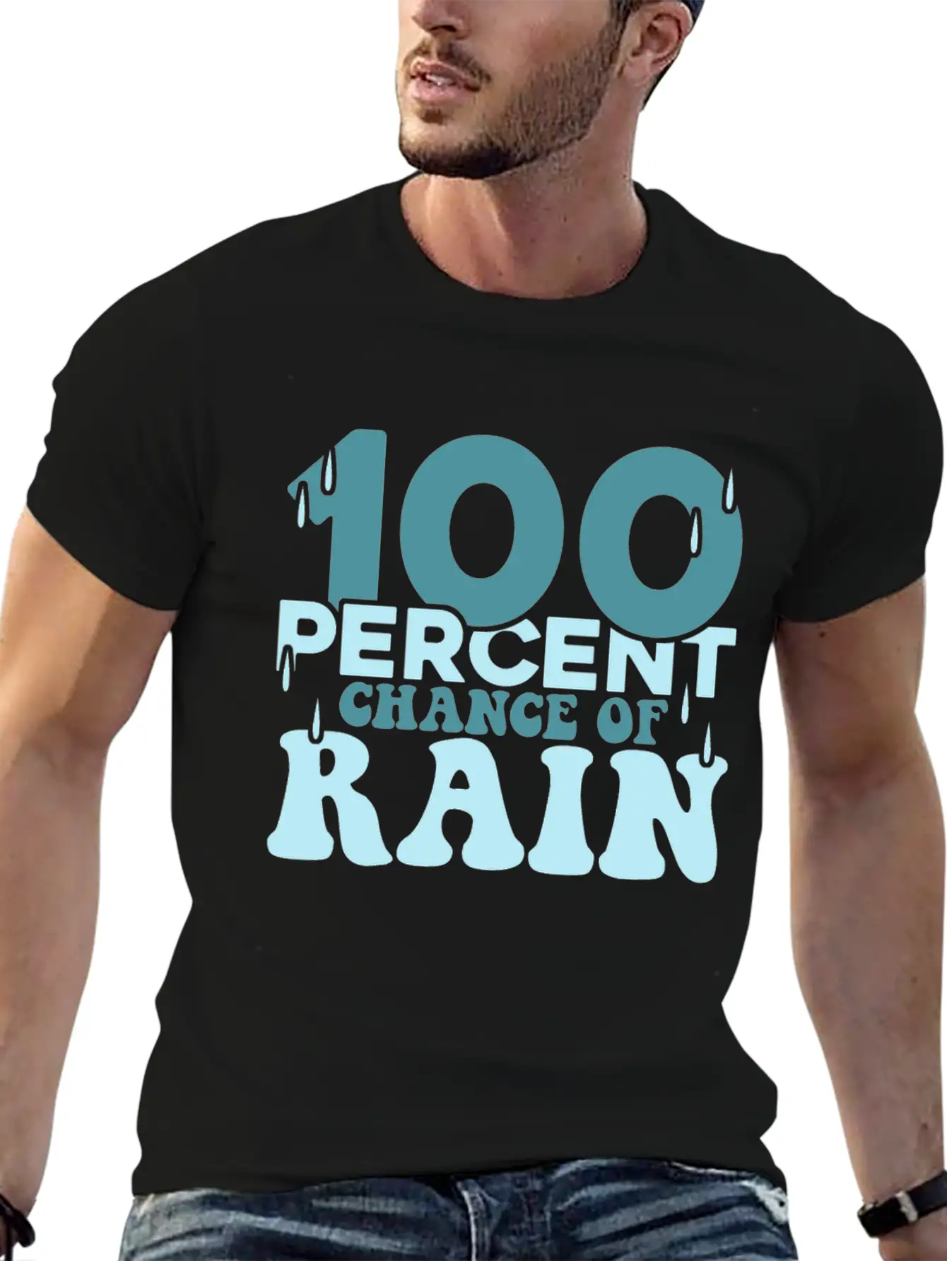 100 Percent Chance Of Rain Funny Quote Gift Comfortable Minimalist Graphic Tee – Summer Style Essential